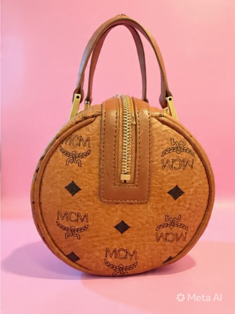 Authentic MCM Cognac Visetos Barrel Bag - Gently Used - Picture 5 of 7
